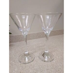 Grey Goose Etched Flying Geese Logo Martini Glasses Set of 2 Clear 9 Inch Tall